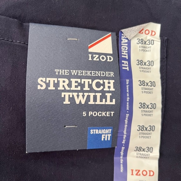 4/$25 IZOD Mens Stretch Twill Pants Straight Fit  Weekender Navy sz 38X30 Casual - Picture 6 of 16